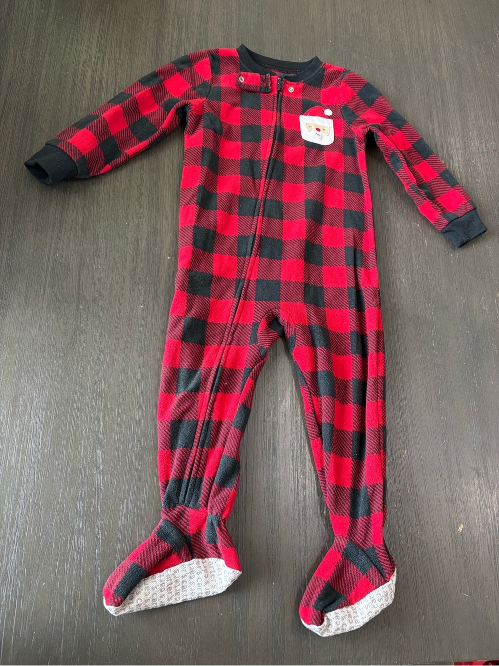 Carter's Red and Black Buffalo Plaid Footed One-Piece